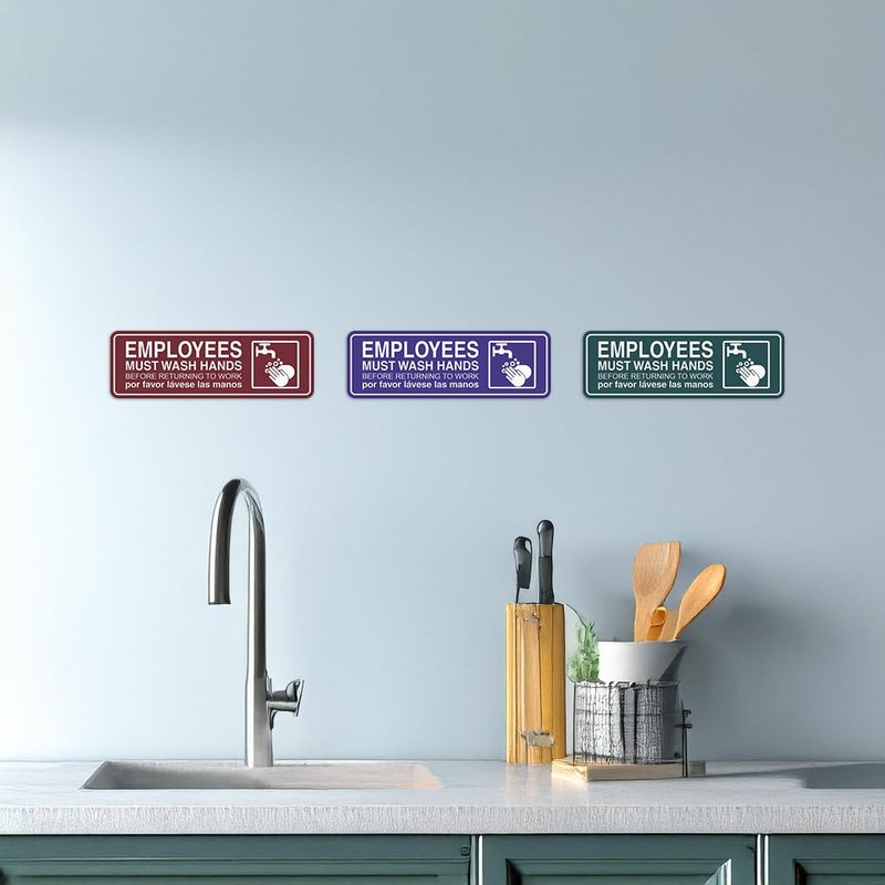 All Quality Standard Employees Must Wash Hands Door/Wall Sign - Black/Gold - Small - Image 2